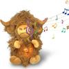 Highland Cow Ease Anxiety Sleep Aid Stuffed Toy Musical Light Rhythmic Breathing