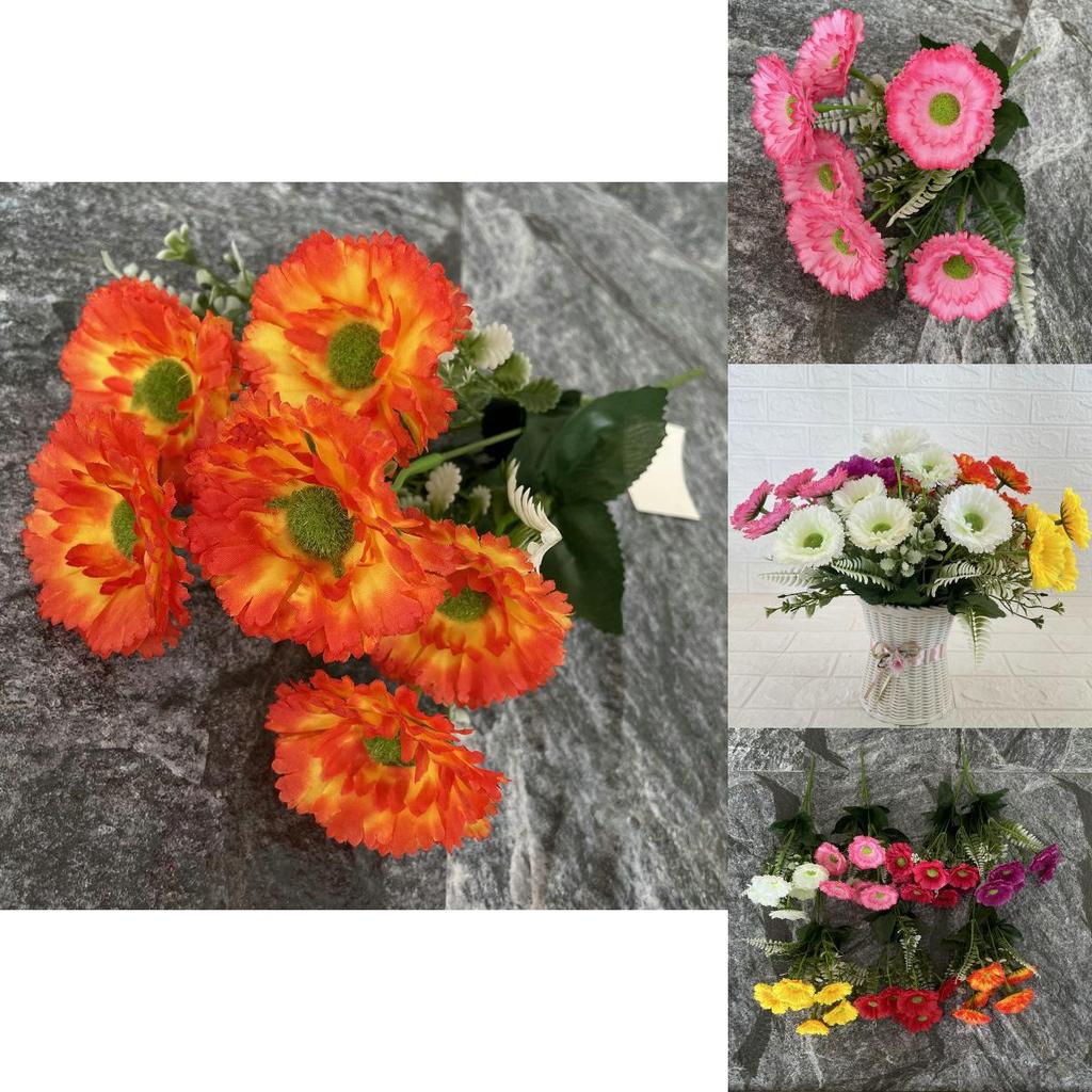 Artificial Garden Mimic 6prong Chrysanthemum Home Office Decor With Silk Cloth Fake Flower Arrangement