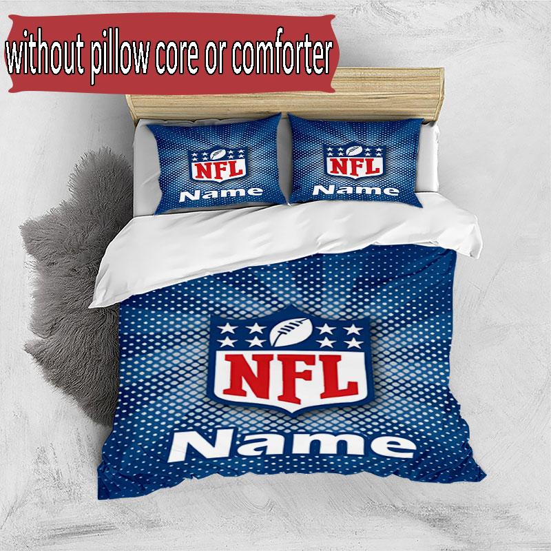 3pcs Duvet Cover Set (1*Duvet Cover + 2*Pillowcase, Without Core), Custom Name NFL Pattern Bedding Set, Home Bedroom Decor Gift
