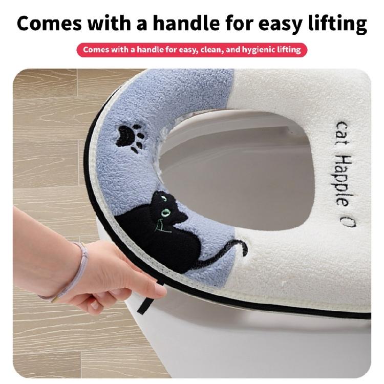 Warm Flannel Toilet Seat Cushion NonSlip Warm Padding Toilet Seat Cover Seat Protector for Home Bathroom Decoration