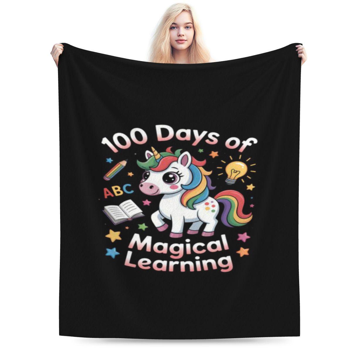 

100th Day Of School Unicorn Cute Custom Warm Decorate Home An UltraSoft Micro Fleece Blanket 75x100cm 30x40in