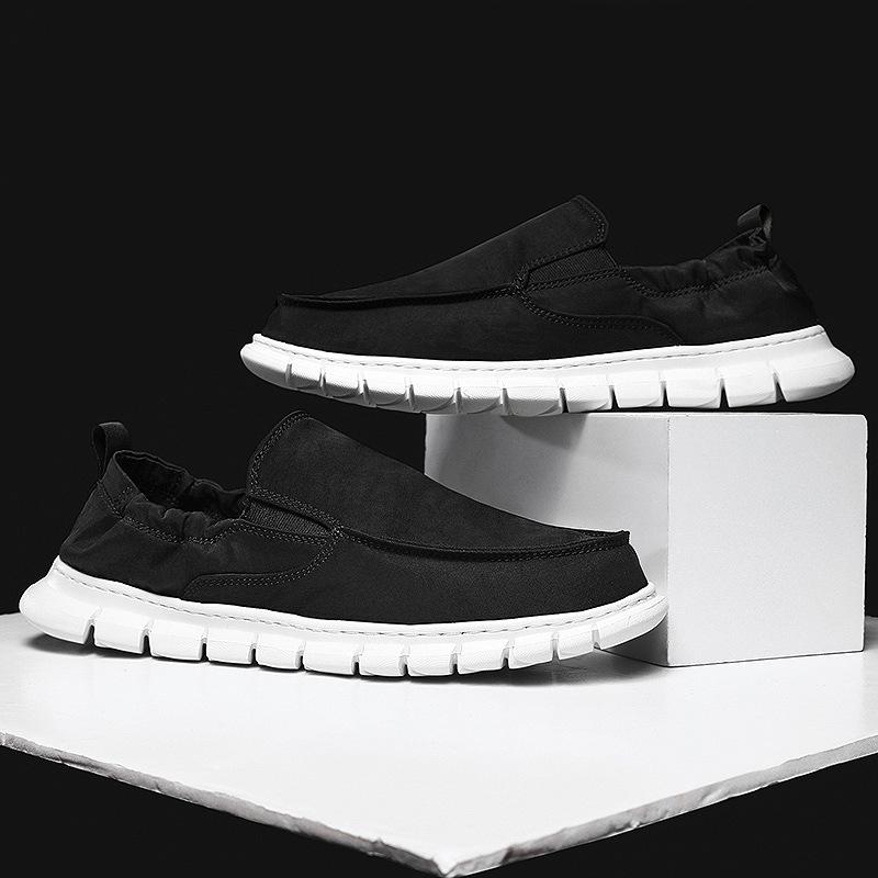 Men's Large Size Breathable Canvas Slip-On Shoes, Old Beijing Style Umbrella Cloth Sneakers