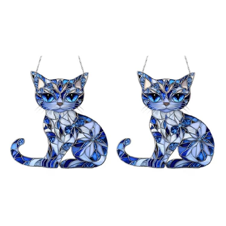 Reflective Acrylic Kitten Sculpture Hanging Ornament Miniature Acrylic Kitten Decoration For Wall Garden Yard Balcony