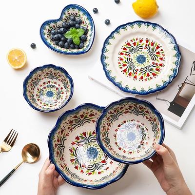 Cuenco de Cerámica Hogar Creativo Juego de Vajilla Cuenco Grande para Sopa Cuenco para Fideos Cuenco para Arroz Cuenco para Ensalada Plato Retro Plato para Verduras