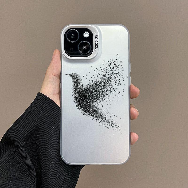 

Лазерный чехол для телефона с птицами в полете для iPhone 16 15 Pro Max Plus 13 Mini 14 Pro Max 12 11 Pro Max Ударопрочная задняя крышка Fundas iphone 15