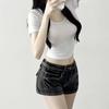 Spicy Girl Korean Low-Rise Gray Denim Y2K Hip-Hugging Hot Pants