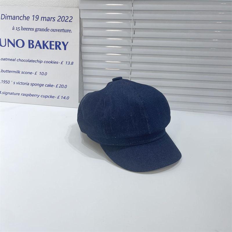 Vintage Beret Octagonal Caps Women Hats Solid Color Denim Cloth Casual Female Newsboy Cap Good Quality Painter Cap New