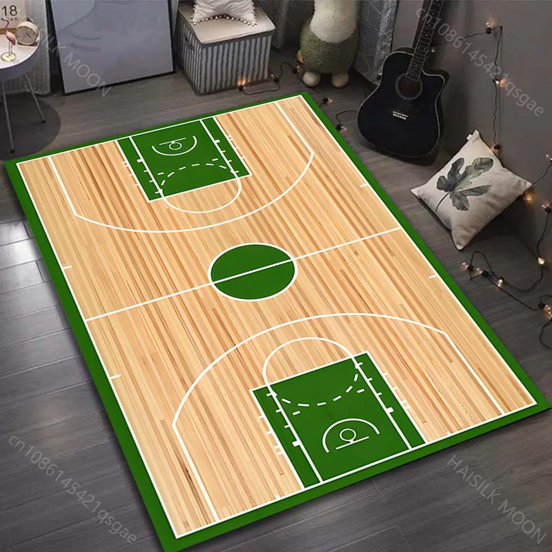 Green Basketball Court Print Carpet for Bedroom Living Room Bedside Sofa Floor Mat Modern Home Decor Area Rug Large Size