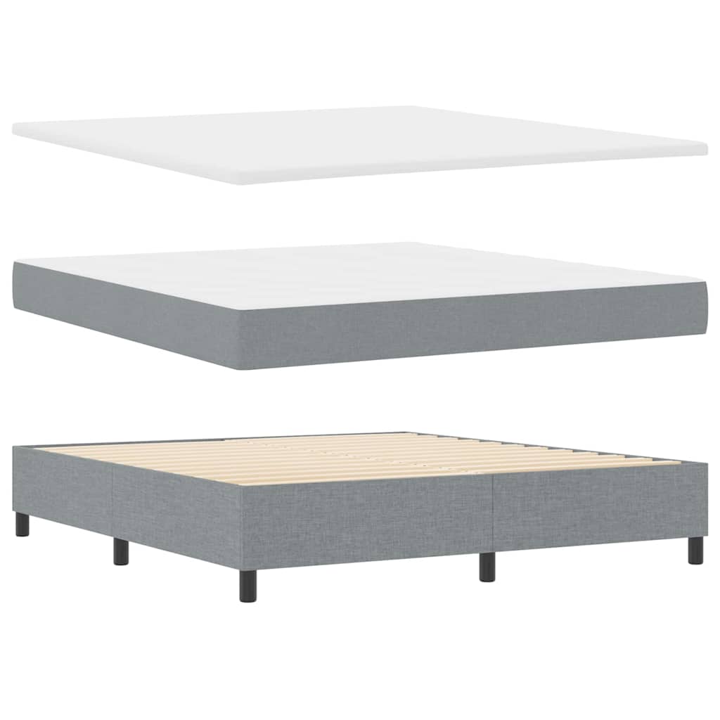 Box Spring Bed with Headboard Light Gray 180 x 200 cm Fabric
