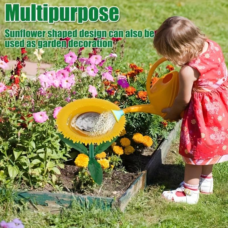 Large Capacity Floral Bird Feeder Standing Wild Bird Bath Tray Garden Yard Decoration All Weather Seed & Water Station