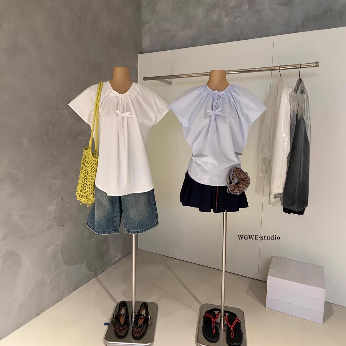 

Women s Bowknot Raglan Short Sleeve Round Neck Casual Top WGWE8472 F no return or exchange белый