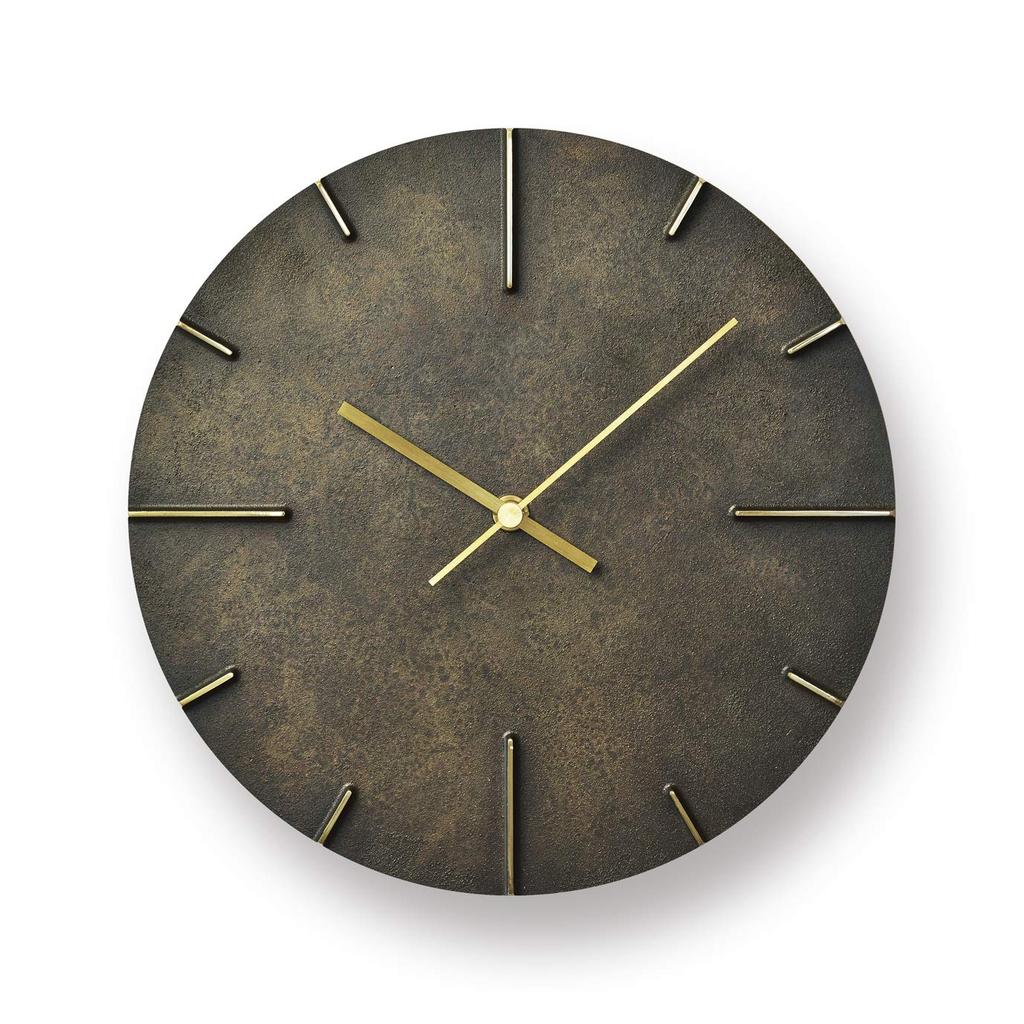 Lemnos Quaint AZ15-06 Black Brass Analog Wall Clock, Black Dyed with Black Spots, 25cm Diameter