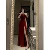 Festival Robe, Evening Dress, High-end Celebrity Temperament, Banquet Toast Dress, One-word Shoulder Dress, Women