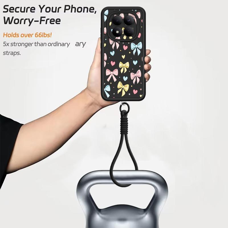 Colorful Bowknots Print Lanyard Case For Xiaomi 14T 13T Pro Redmi Note 15 Pro 4G 14 13 Pro+ 5G Shockproof Bumper Soft Cover