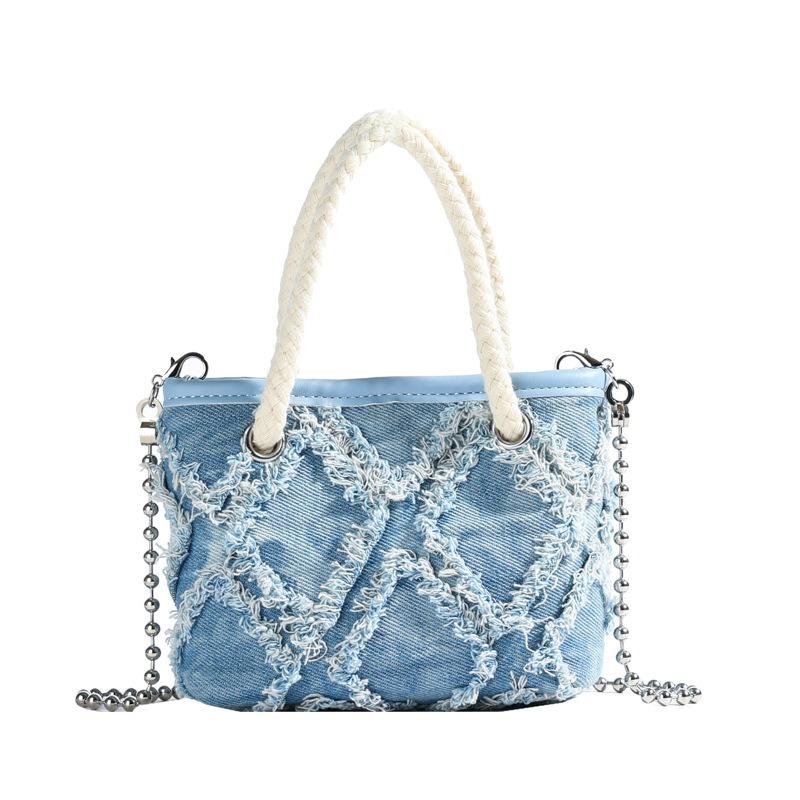 Rhombus Denim Summer New Personalized Fashion Large Capacity Shoulder Bag Mini Messenger Small Square Bag