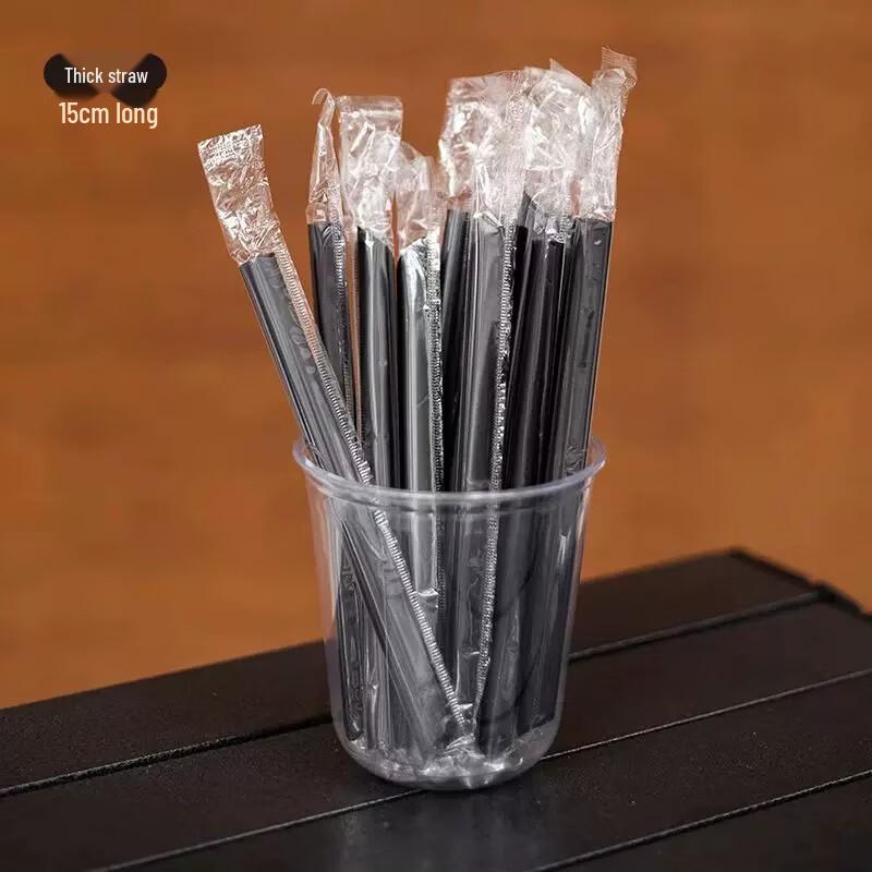 Miaojiayi 15cm Thick Plastic Straws for Coffee & Milk Tea (500 Pcs)