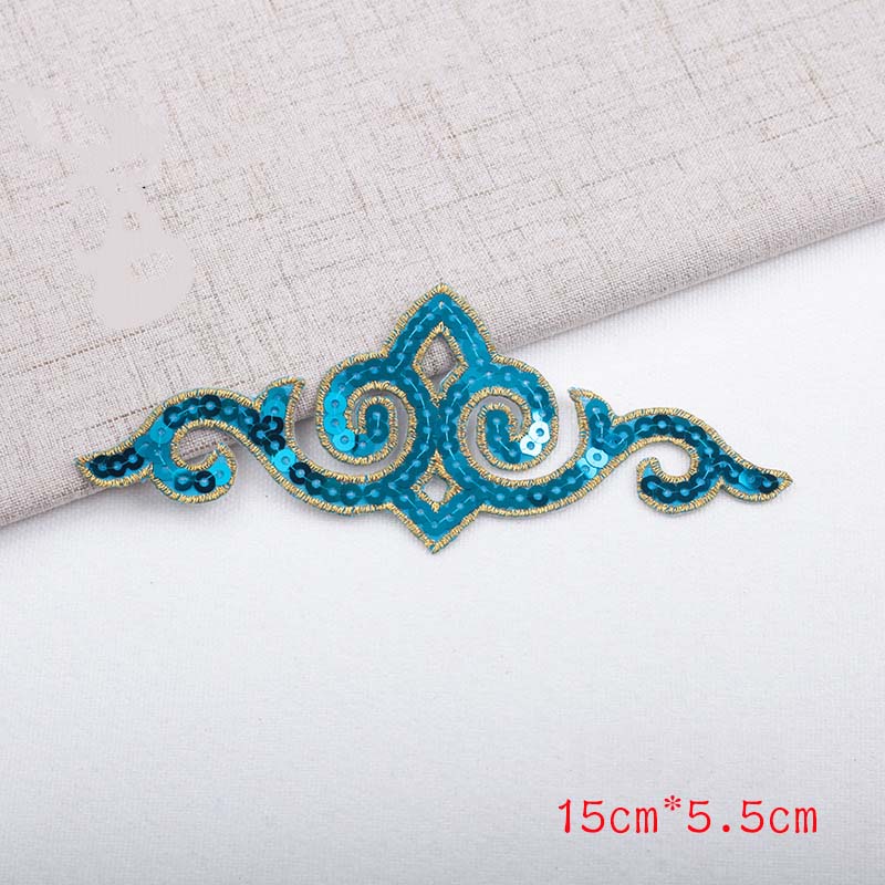 Cheap Iron-on Hollow Sequined Applique Sticker Costume Gold Silver Red Green Blue Geometric Embroidery Clothes Patch