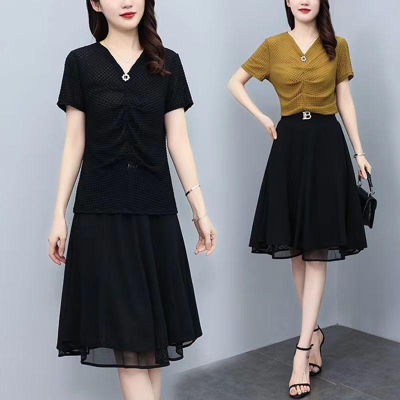 Chiffon Spring and Summer Half Skirt High-end High Waisted A-line Women's Mid To Long Style Loose and Slimming Temperament Thin Skirt Black