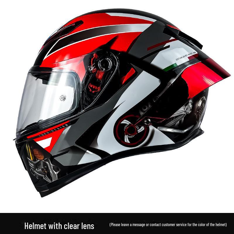 3C Certified Men's Carbon Fiber Full-Face Motorcycle Helmet, Double Lens, All-Season