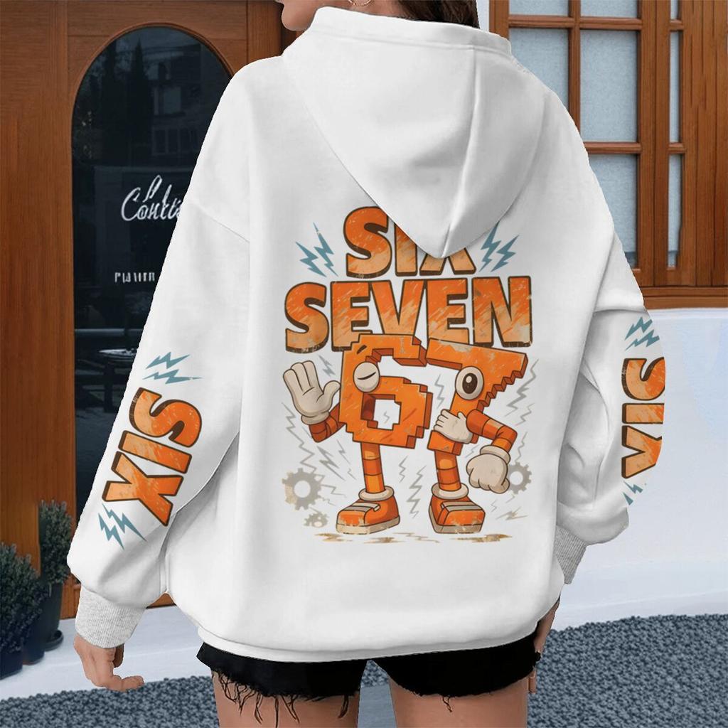 Cartoon 67 Six Seven Hoodies Men Women Meme Six Seven Cartoon Print Pullover Casual 67 Trend Hoody