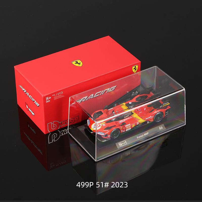 Burago 1:43 2024 Ferrari 499P #83 Legierungs-Rennwagenmodell 24h Le Mans Rennen Diecast Fahrzeuge Spielzeug