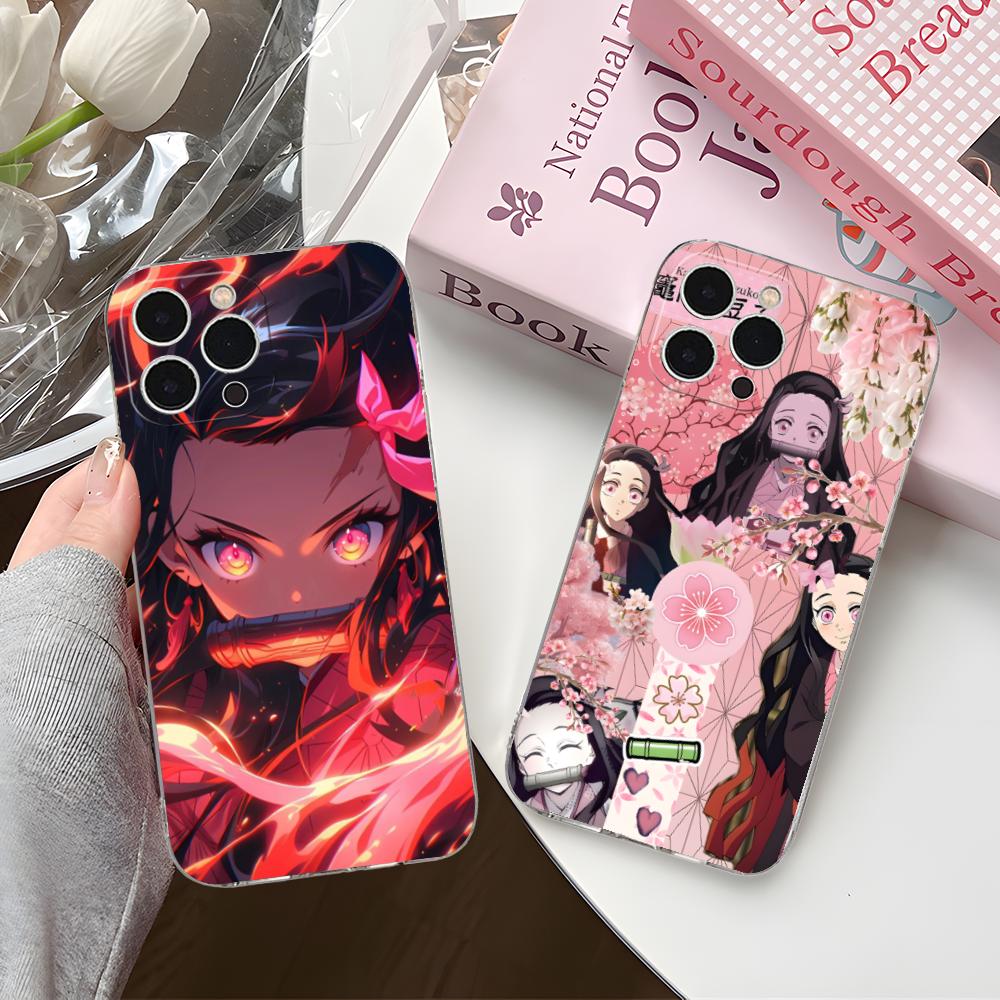 Demon Slayer Anime Nezuko Phone Case for iPhone 16 15 14 13 12 11 X XR XS 8 6 Pro Max Plus Mini Clear Colour Protective Luxury