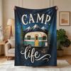1pc Starry Sky RV Mountain Camping Themed Flannel Blanket - Large Size, Soft, Lightweight, and Warm, Suitable for All Seasons - Perfect for Bed, Sofa,