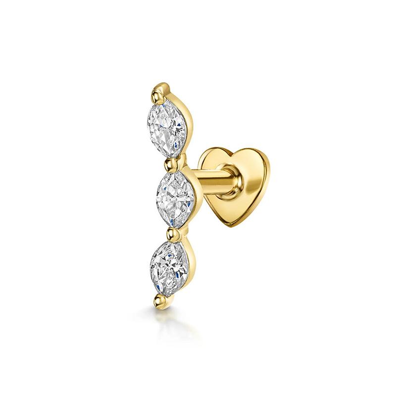 

1Pc 925 Sterling Silver Zircon Inlaid Heart Flat Head Cartilage Piercing Ear Stud For Women Claasic Earring A4