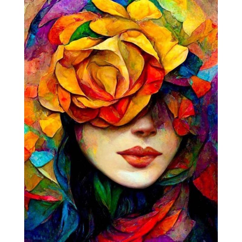 Figure Oil Painting Flower Woman Abstract Canvas Painting Printing Poster Wall Art Picture For Living Room Home Decor No Frame