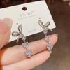 Bow Zircon Love Long Tassel Stud Earrings for Women Fashion Personalized Daily Accessory Party Jewelry Birthday Anniversary Gift