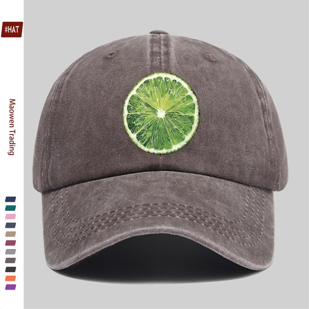 pc Cute Lemon Slice And Citrus Fruit Pattern Design Print Comfortable Lightweight Trucker Hat Adjustable Buckle Strap Washable