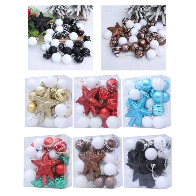 31Pcs Christmas Baubles Ornament Shatterproof Decorative Baubles For Christmas Tree Wedding Winter Festival Celebration