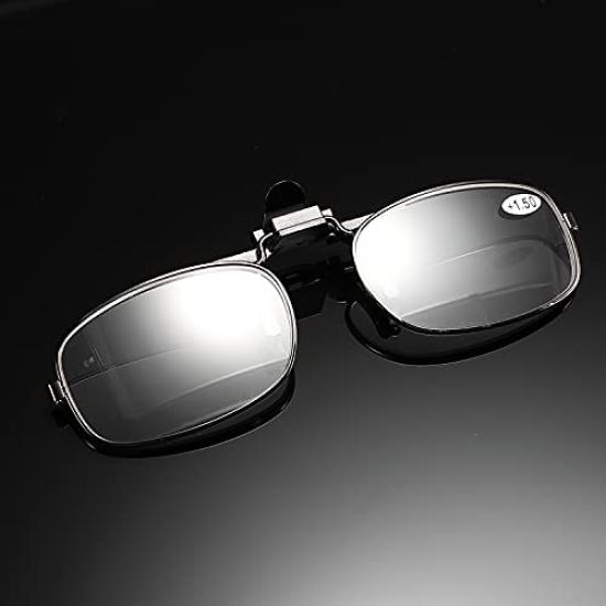 Reading Glasses Wears over regular suitable for fishing and hiking [PLOPLO] Clip-on Flip-up - glasses, (Black, 2.5 inches)