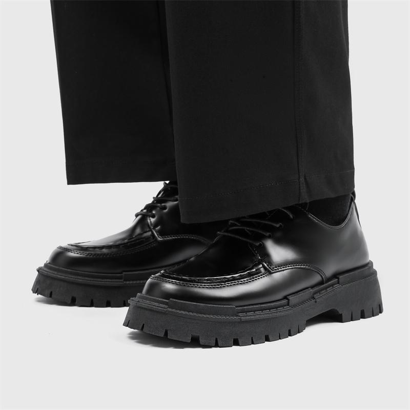 New Mens Leather Shoes In British Style with Thick Soles, Height-Enhancing Fashionable Oxford Design, For Business and Casual