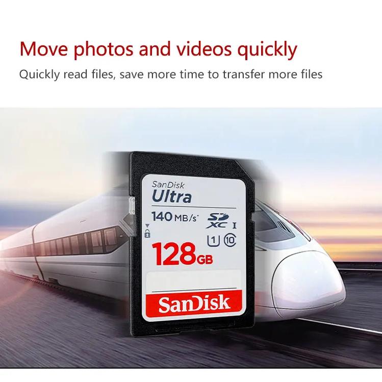 SanDisk 128GB Ultra SD-kort SDHC UHS-I-kort og SDXC Minnekort 32GB 64GB 256GB 512GB Originalt SD-kort for Kamera Opptil 120-150Mb/s Flash-kort