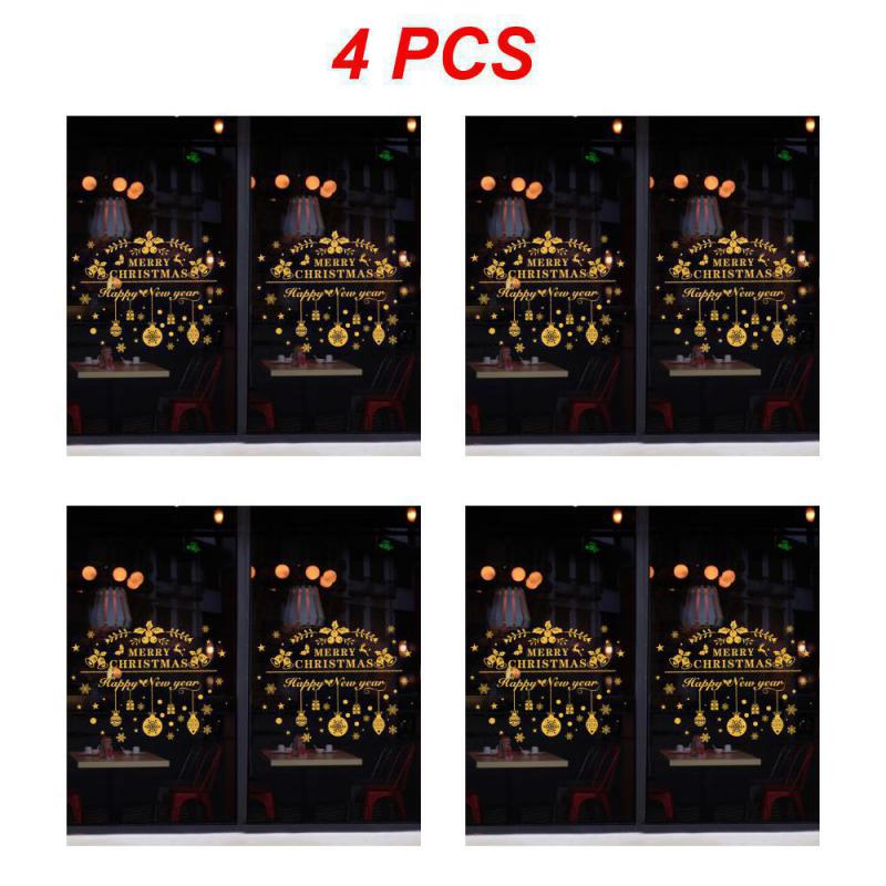 1/2/4PCS New Year Wallpaper Christmas Glitter Snowflake Window Sticker Electrostatic Wall Stickers Snowflake Door Glass Decor