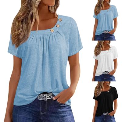Summer Tops For Women Solid Color For Women O-Collar Short Sleeve Comfy Womens Tops Tshirtss