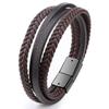 Handgefertigtes geflochtenes Lederseil Armband Retro Herrenschmuck Legierung Magnetischer Verschluss Verstellbare Länge DIY gewebtes Armband Geschenk