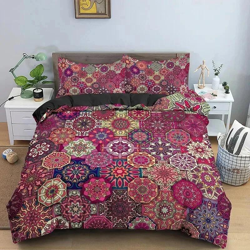Vintage Bohemian Single King Queen Size Bedding Sets Boho Mandala Quilt Comforter Duvet Cover With Pillowcase Bedclothes