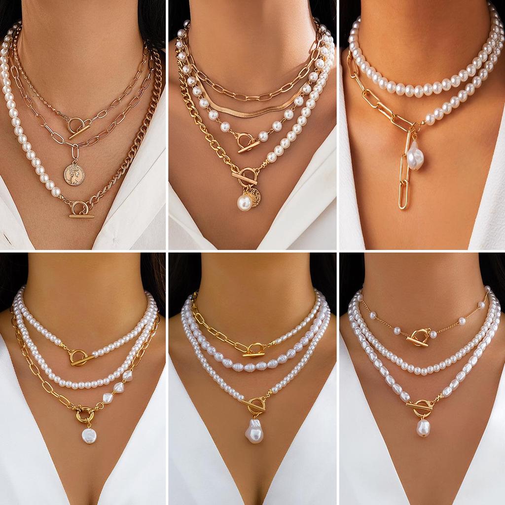 Baroque Pearl Necklace: Creative Irregular Chain for Women's Style.