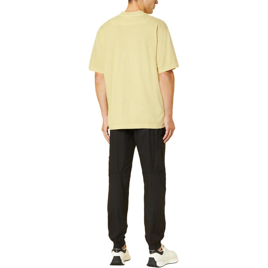 Stone Island Letter Logo Polo Neck Short Sleeve T-Shirt Men Tops Light-Yellow 801521857-V0191