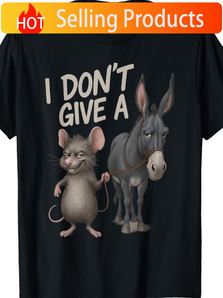Funny Sarcastic Rat Donkey Meme TShirt I DonT Give A Graphic Tee with Donkey Rat Characters Soft Breathable Shirt for