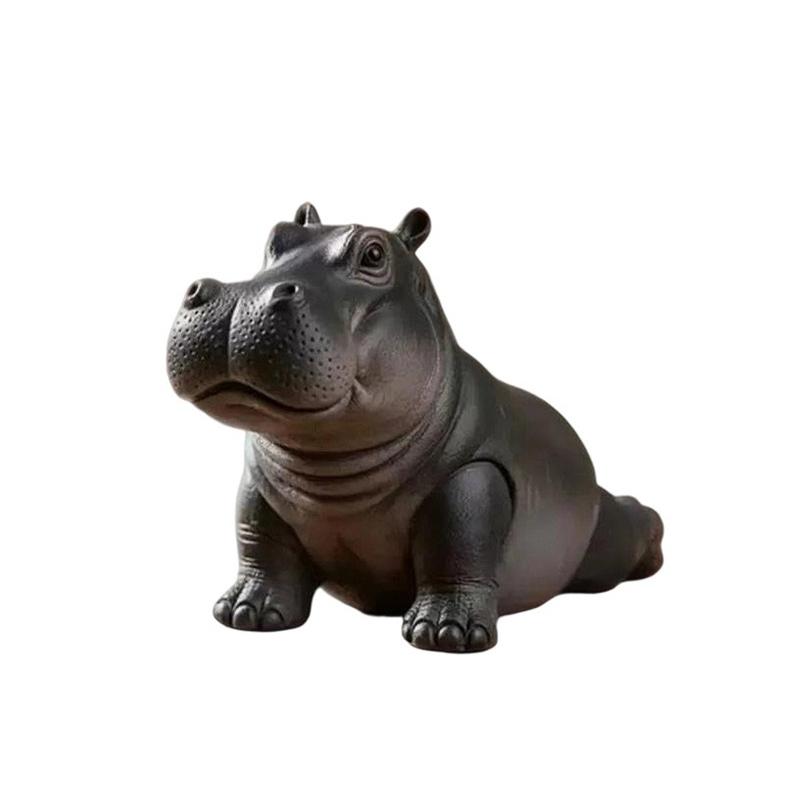 Yoga Hippopotamus Resin Statue, Hand‑made Animal Figurine, Decorative Table Ornament for Yoga Lovers Gift