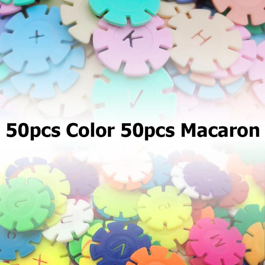 60/100/200pcs Snowflake Buliding Blocks 2 Colors Available Children Puzzle Plastic Early Education Toys Gift for Kids