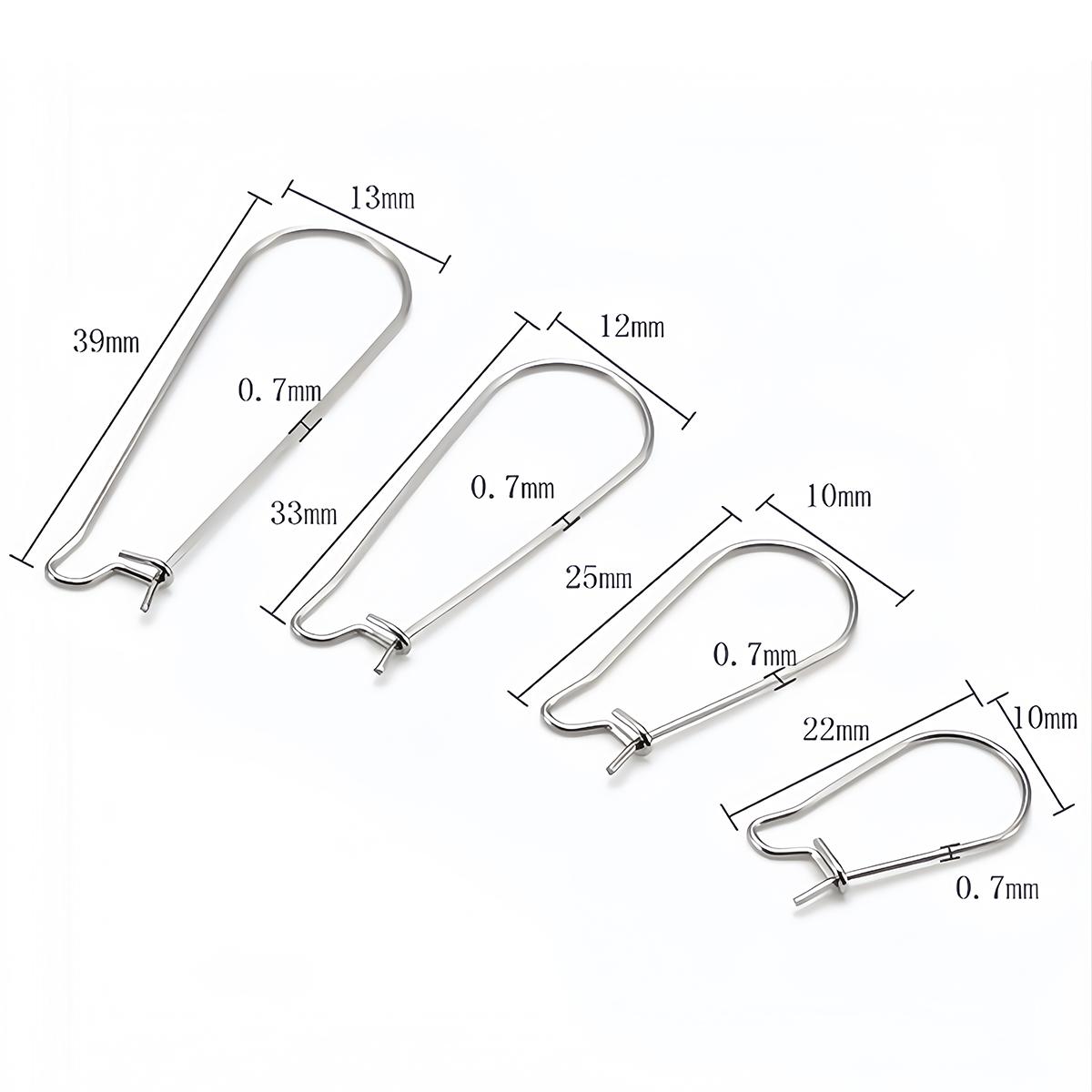 

20pcs Stainless Steel Earring Hooks Hypoallergenic U Shape Earwires Clasps Loop Hoop for Jewelry Making DIY Accessories Supplies 0.7x10x20mm