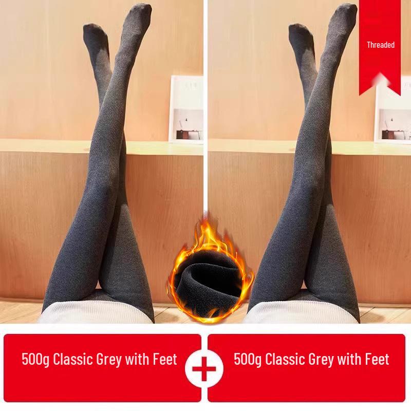 Fleece-Lined Base Layer Pants for Petite Women: Thick, Warm, Cotton, Foot-Covering Tights for Autumn and Winter, Stay in Place Comfort