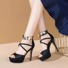 Fashion 2025 Female Shoes On Sale Cover Heel Back Zip Women's Sandals Elegant Party Peep Toe Sandals Women Super High Thin Heels Shoes