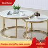 Nordic Modern Living Room Round Marble Top Coffee Table with Stainless Steel Base