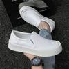 Mens white canvas loafers high-quality thick soles fashionable casual sports shoes versatile board shoes lazy shoes