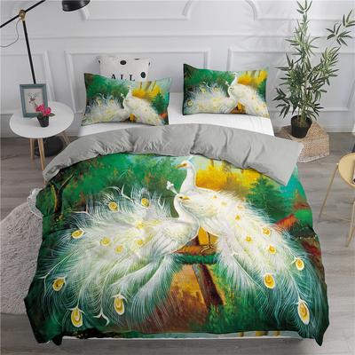 Housse de couette 3D Imprimée Plume de Paon Ensemble Housse de couette Colorée pour Fille Femme Ensemble de Literie avec Taie d'oreiller